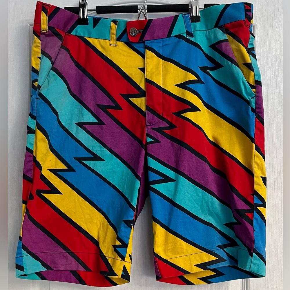 Loudmouth Men’s Colorful Zigzag Patterned Golf Shorts Sz 38